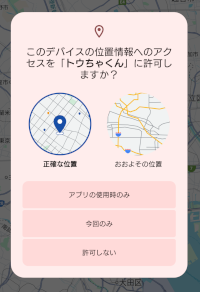 位置情報へのアクセスの許可